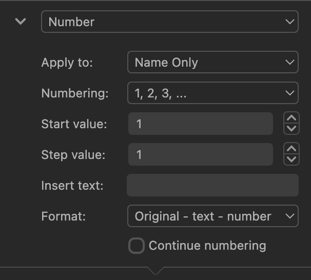 Number Action Fields